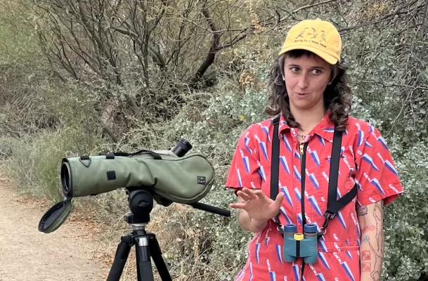 Riana birding at Sweetwater Wetlands Tucson Arizona